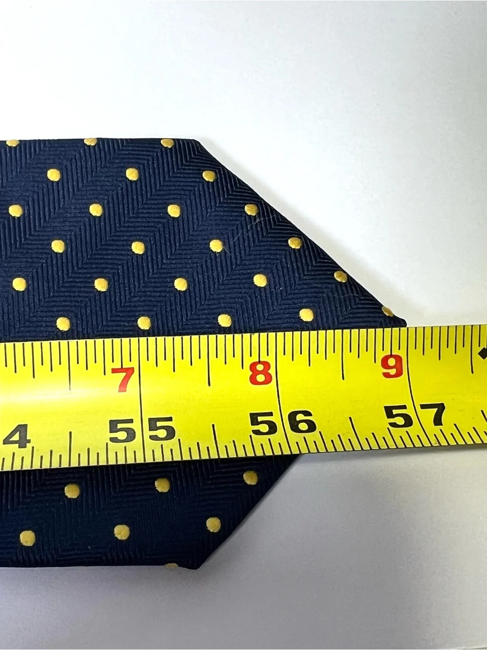 IZOD Men’s Navy Blue Yellow Polka Dot Textured Herringbone Tie Classic Length